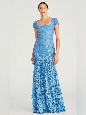 Theia Dawn Beaded Petal Floral Gown
size 4 gown NWOT